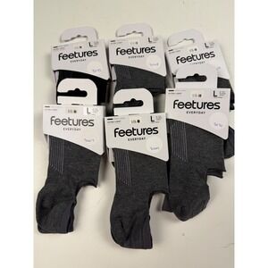 Feetures Everyday Ultra Light Dry Fit Socks Large No Blisters Grey Seamless Toe